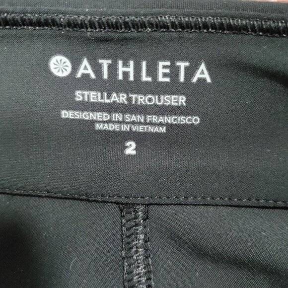 Athleta Stellar Trouser Size 2 Black Slim Fit Side Stash Pocket Euroluxe Fabric - Picture 2 of 15